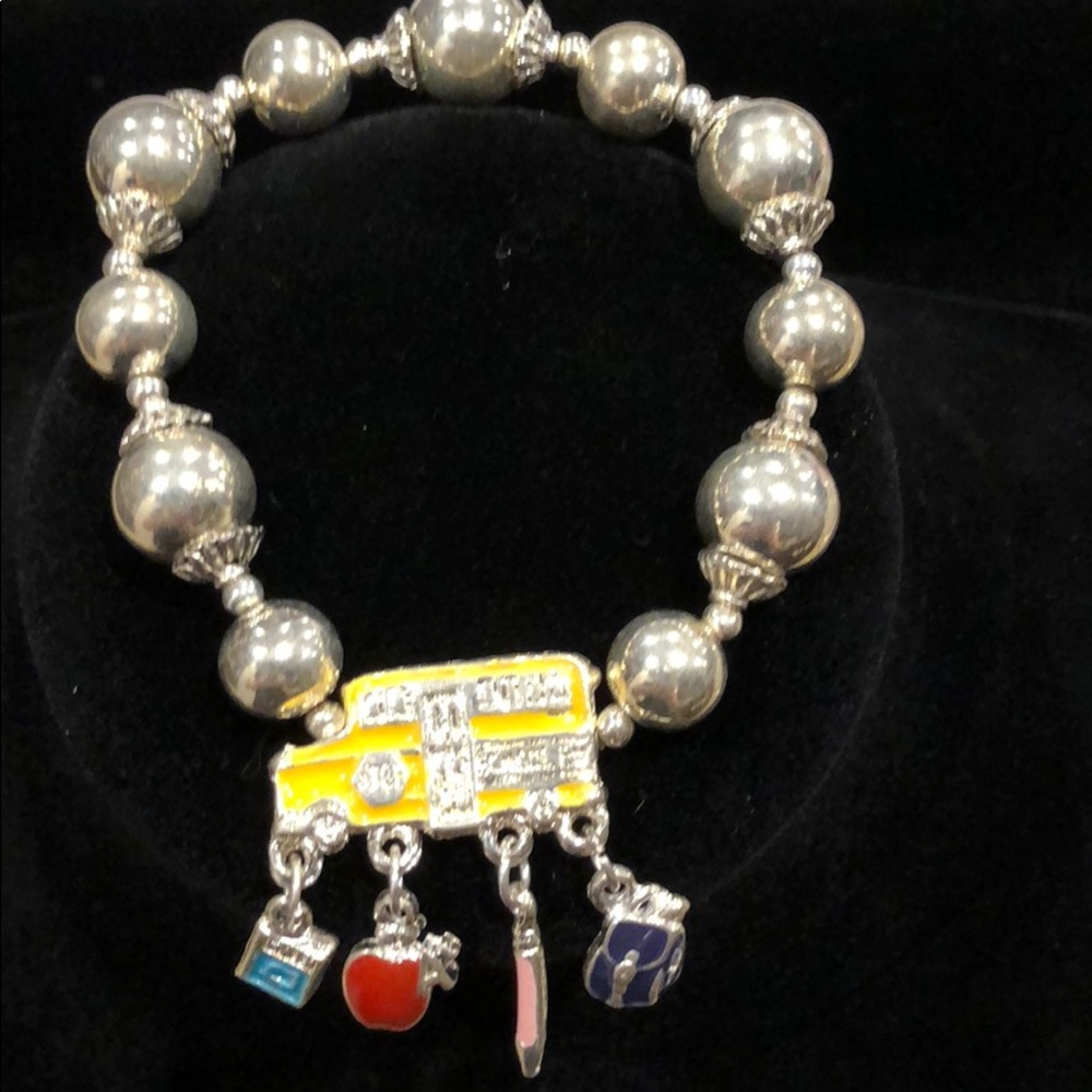 School Bus driver/teacher bracelet antiqued silver